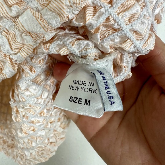 NWT Petersyn Nora Smocked Strapless Bodycon Mini Dress in Melon Size M - Picture 6 of 6